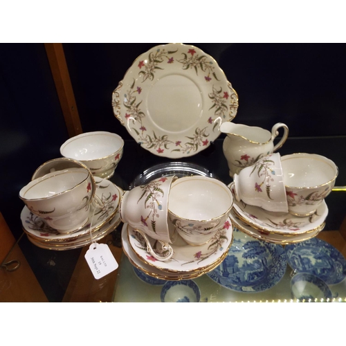 19 - A Royal Standard Fancy Free tea set having floral and fern decoration to include cups, saucers,  sid... 