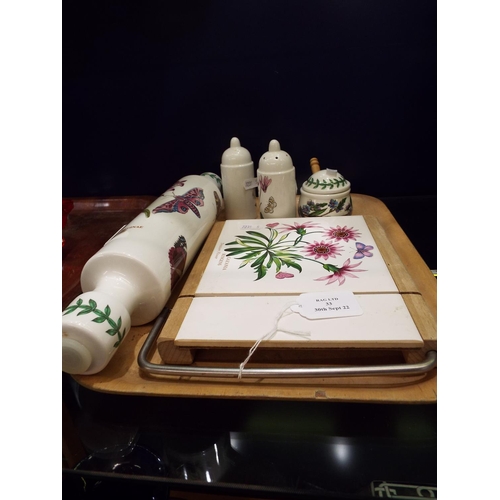 33 - A Portmeirion 'Botanic Garden', together with a rolling pin and a cruet set