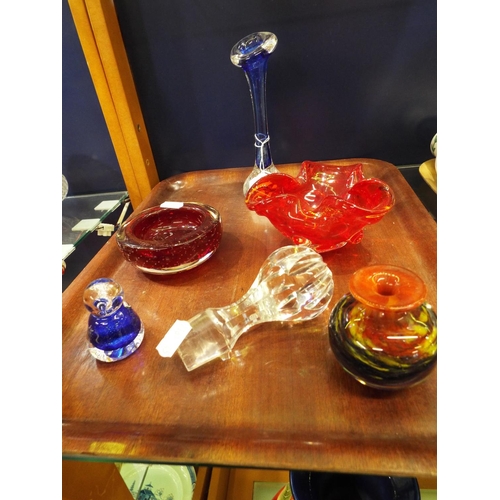 34 - A selection of art glass and a decanter stopper