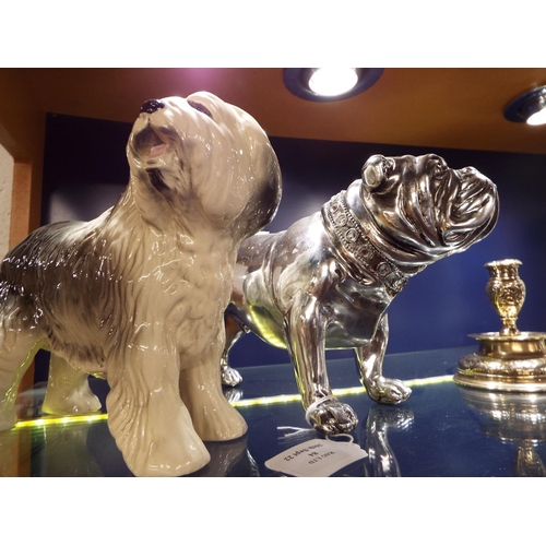 84 - A Coopercraft old English Sheepdog and a silver coloured Bulldog