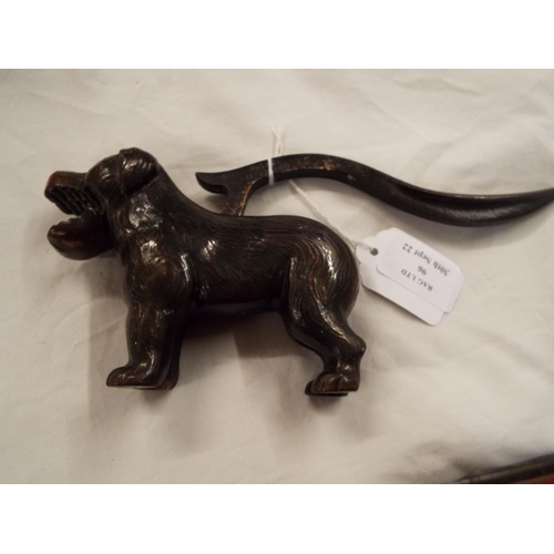 96 - A Victorian metal dog nutcracker with patent No