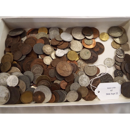 97 - A mixed selection of assorted coins and tokens