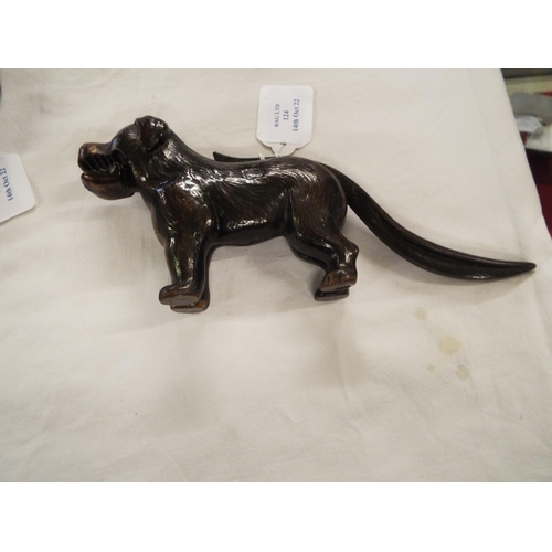 124 - A Victorian metal dog nutcracker with patent No