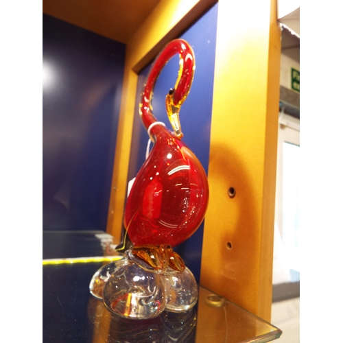 1 - A Murano Swan in red and yellow colourway