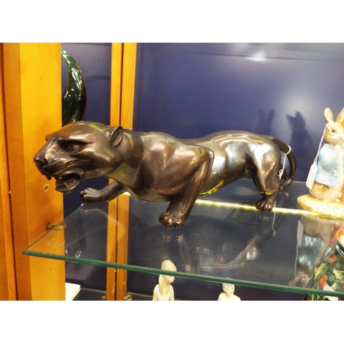 13 - A good quality bronze sculpture of a stalking Panther, 21