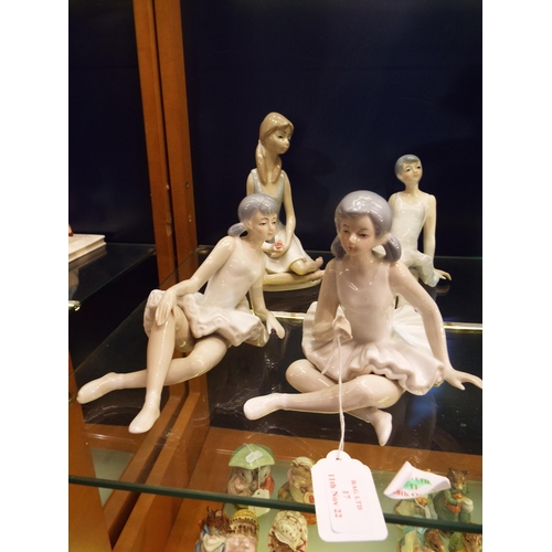 17 - A Cascades porcelain ballerina together with three other ballerinas