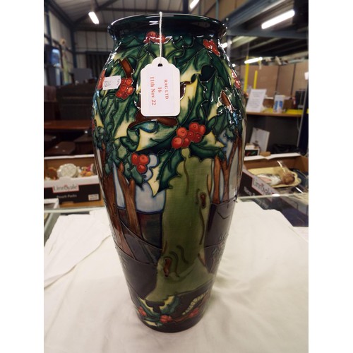 16 - A Moorcroft Holly Hatch pattern vase by Philip Gibson, signed to base 14