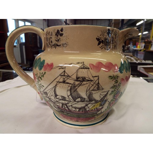 24 - A Sunderland glazed jug commemorating the new bridge, a view of the cast iron bridge and reverse vie... 