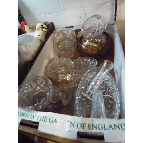 378 - A box of assorted glass ware to include vases, bowls, dishes etc