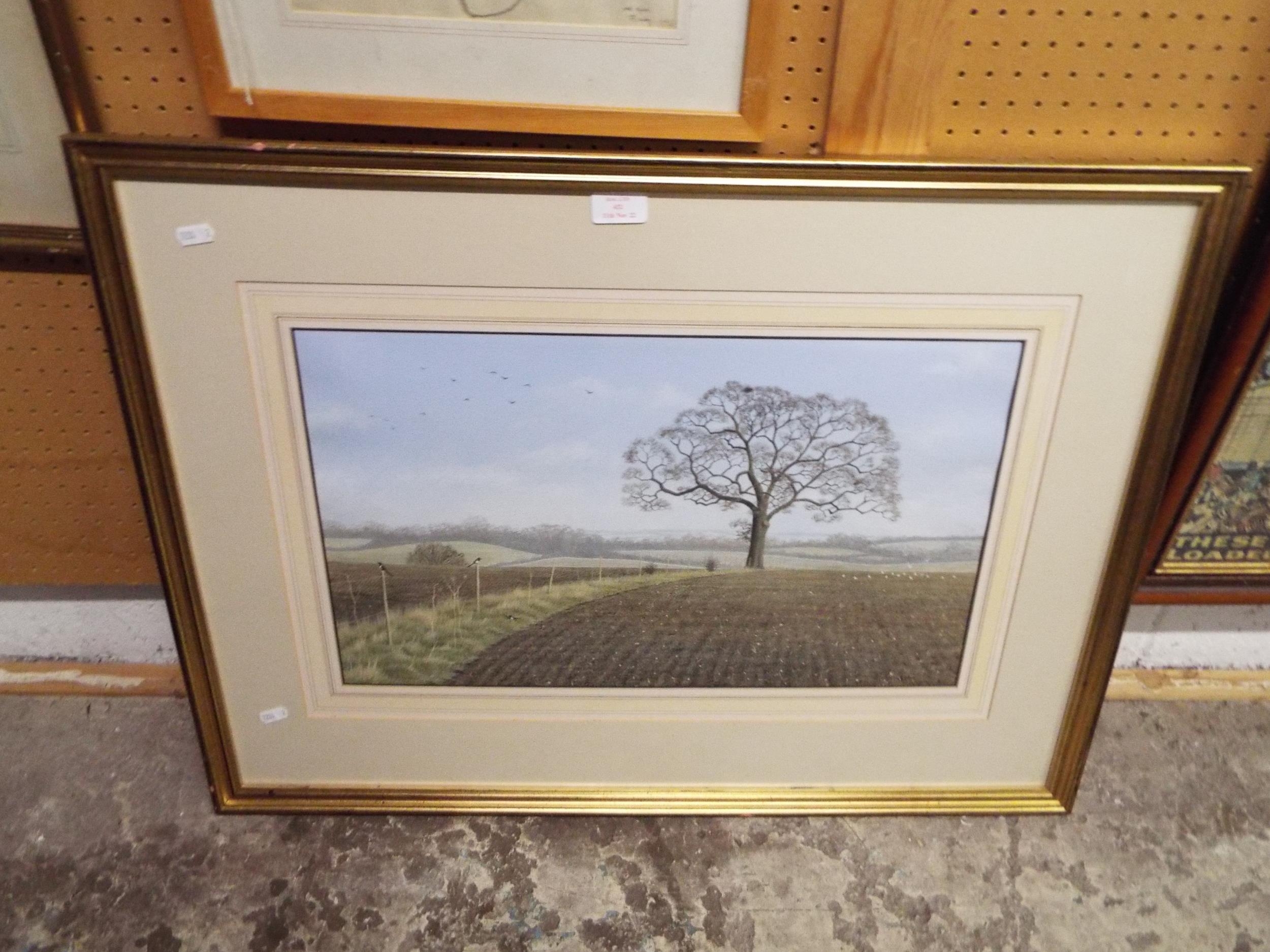 A Simon Turvey 1978-1982 Wildlife Artist watercolour 'Sussex Winter Scene'