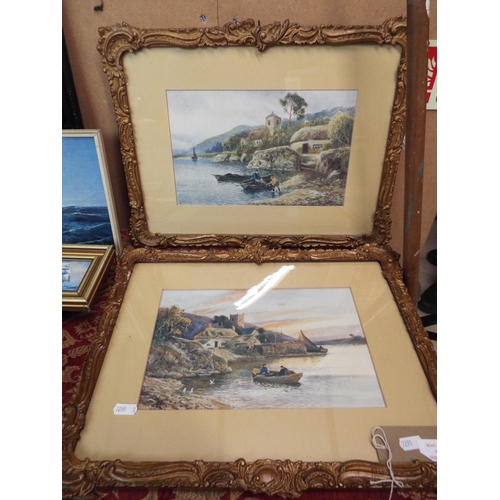 468 - Two mounted framed and glazed prints 'On The Dart'