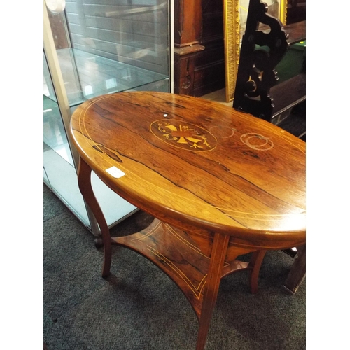 543 - An Edwardian rosewood inlaid two-tiered side table