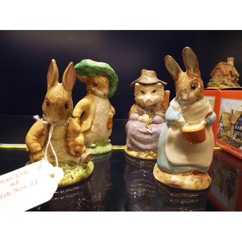 62 - Four Royal Albert Beatrix Potter figures to include 'Mrs Rabbit Cooking', 'And This Pig Had None', '... 