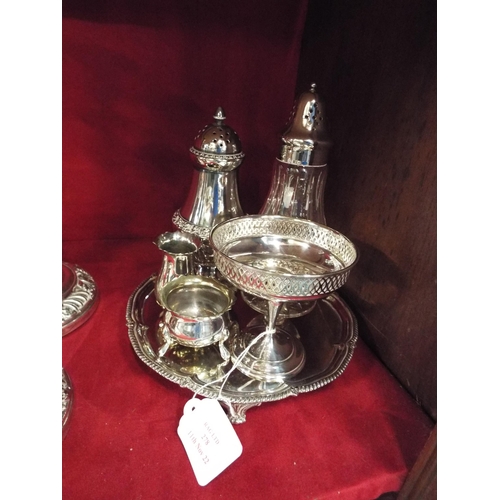 278 - A selection of silver-plate to include sugar sifter, bon bon dish, salts etc