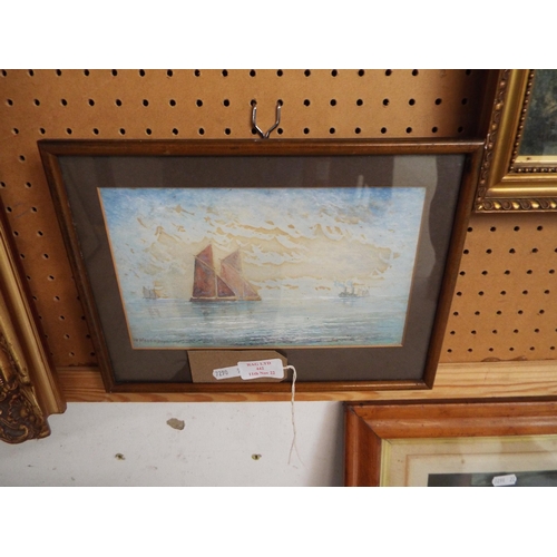 442 - A mounted framed and glazed watercolour depicting a seascape, signed lower left W. Woodruff