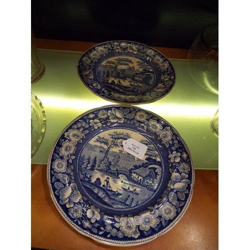 102 - A pair of vintage Staffordshire blue and white plates