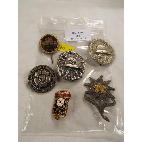 151 - Six assorted German Wartime badges