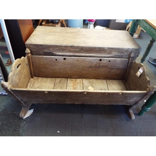 619 - An antique oak large cradle