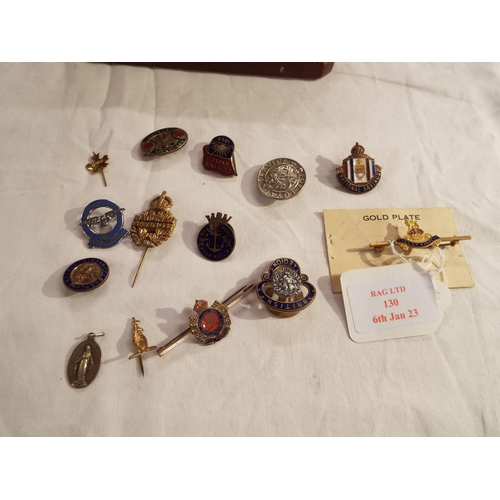130 - A selection of sweetheart enamel badges and others