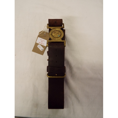 161 - A Gibraltar leather and brass military belt