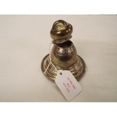 170 - A Birmingham silver bell shaped inkwell with hinged lid (liner missing)