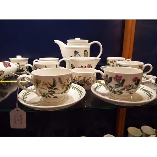 44 - A Portmerion Botanical Garden tea-set comprising of cups, saucers, tea pot, milk jug and sugar bowl