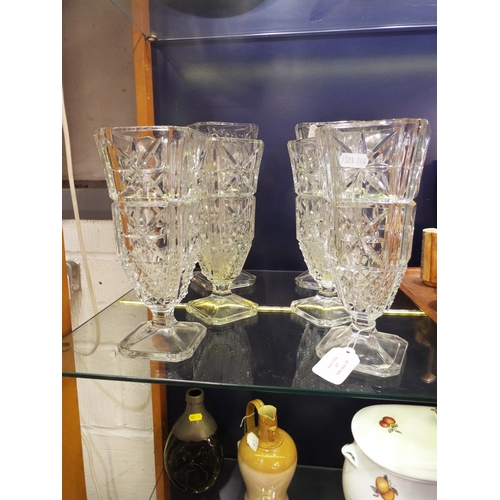 67 - Three pairs of Italian cut glass vases