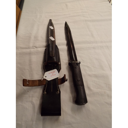 87 - A German K98 bayonet with copy frog in leather scabbard