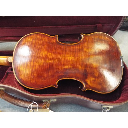 238 - A W.T. Muir of Wimbledon Surrey violin with carry case and bow