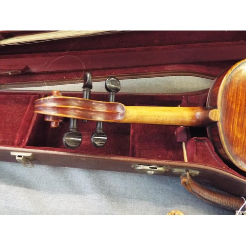 238 - A W.T. Muir of Wimbledon Surrey violin with carry case and bow