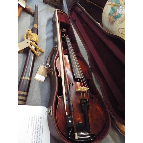 238 - A W.T. Muir of Wimbledon Surrey violin with carry case and bow