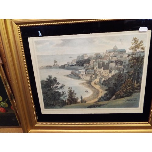 354 - A pair of W. Daniell 1820 watercolours depicting East Cliff Hastings and Rye , one in original glass... 