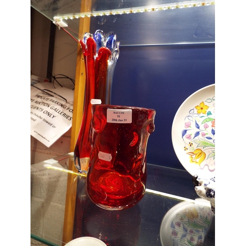 51 - Two Murano glass vases