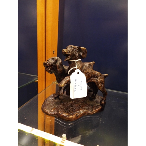 9 - A bronze sculpture of a pair of spaniels