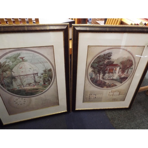 465 - A pair of prints depicting architectural garden scenes