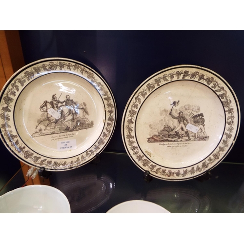 38 - A pair of Choisy Le Roi plates with Napoleonic decoration A/F