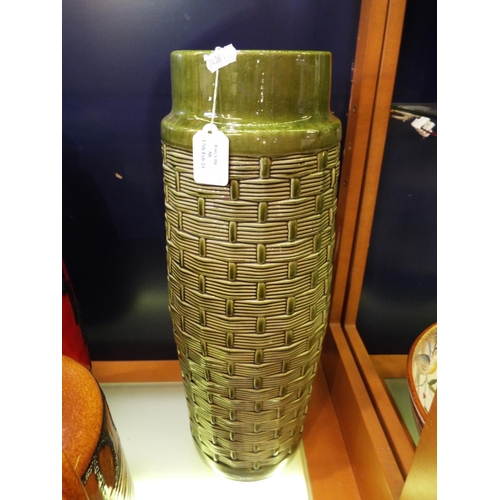 50 - A West German fat lava green glazed woven pattern vase 20