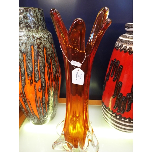 53 - A large Murano molar base tall amber vase