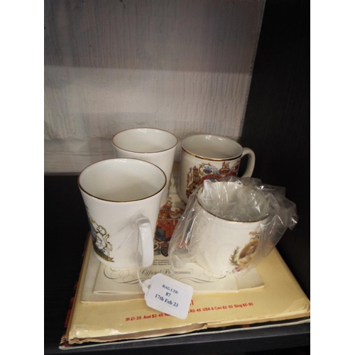 87 - A selection of Royal ephemera and four mugs