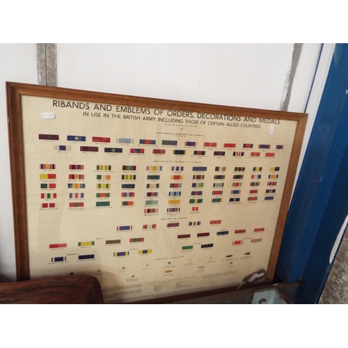 A framed Ribbons and Emblems of Orders, Decorations and Medals in use