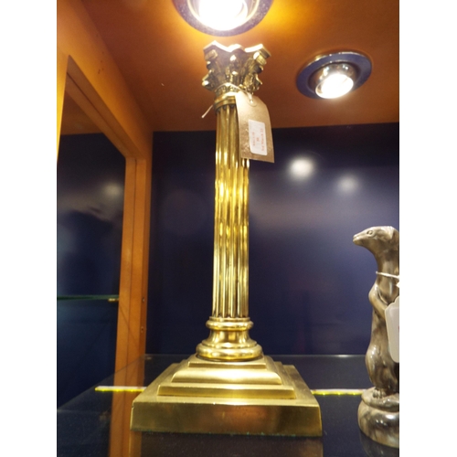 50 - A brass Victorian Corinthian column lamp base