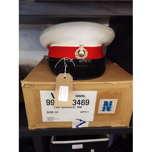 75 - A vintage Royal Marine Weston Cap Ltd boxed hat size 57-7 1/2