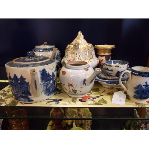 95 - A mixed selection of assorted china to include 'Imari' vase, trefoil dish, tea-pots etc