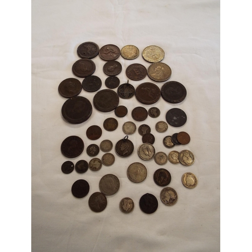 131 - A selection of coins to include cartwheel penny's, shillings, sixpences, three penny pieces