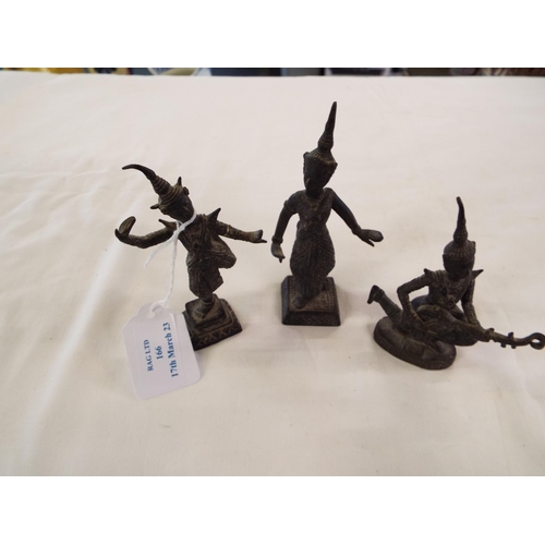 166 - Three Victorian bronze Thai dancers