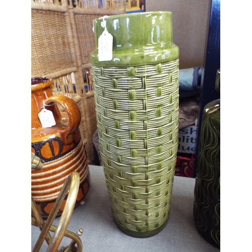 247 - A West German fat lava green glazed woven pattern vase 20