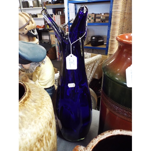 256 - A Murano style blue glass vase, 20 1/2