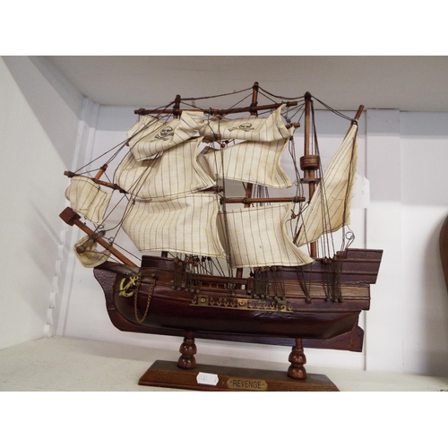 375 - A wooden model of a galleon