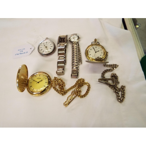 170 - A selection of watches to include Rotary fob watch and a Birmingham silver cased fob watch