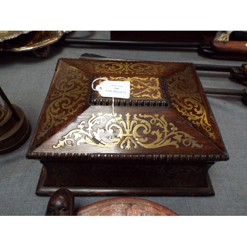 280 - A Regency rosewood work box having brass inlay